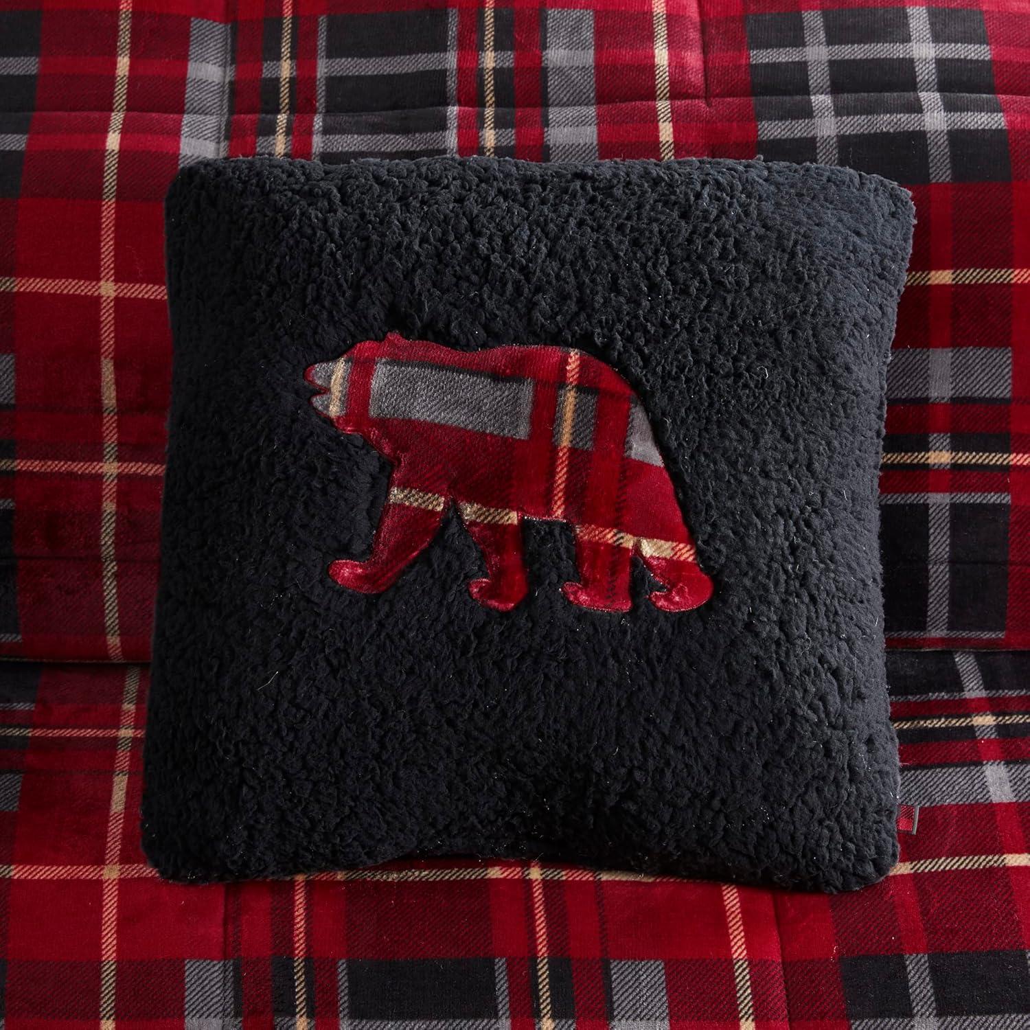 Full Red Plaid Down Alternative Bedspread Set