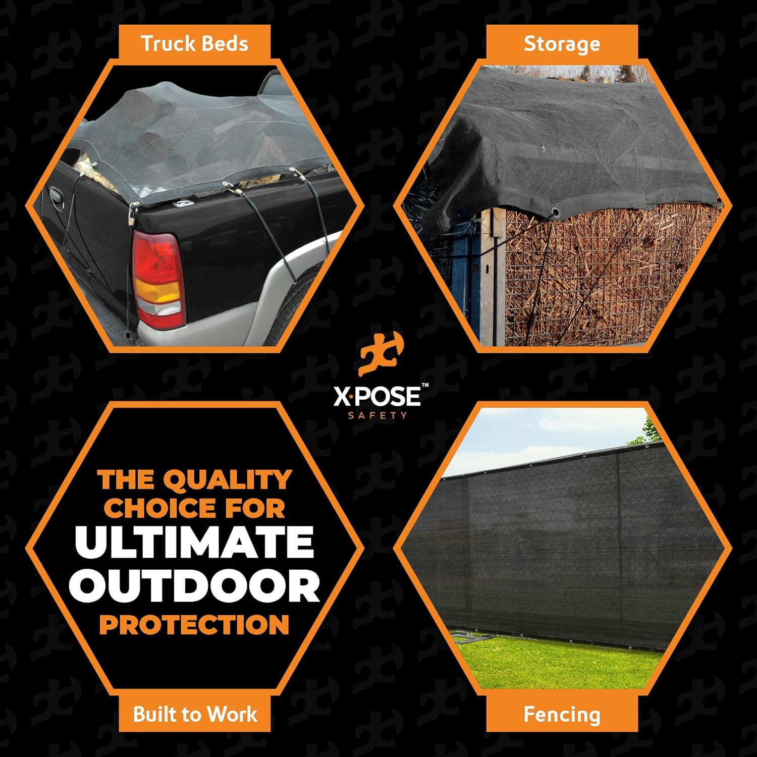 Xpose Safety Heavy Duty Mesh Tarp – 10’ x 12’ Multipurpose Black Protective Cover with Air Flow - Use for Tie Downs, Shade, Fences, Canopies, Dump Trucks – Tear Resistant