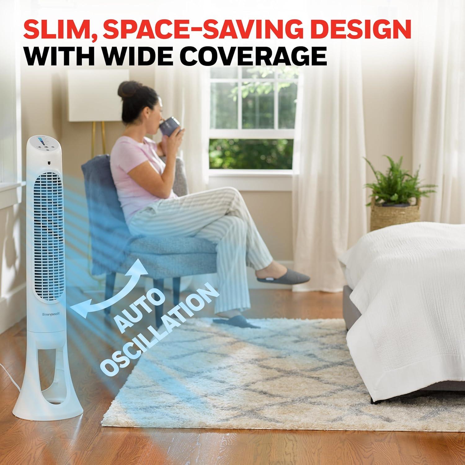 Honeywell QuietSet 5 Speed Oscillating Tower Fan White HYF260W