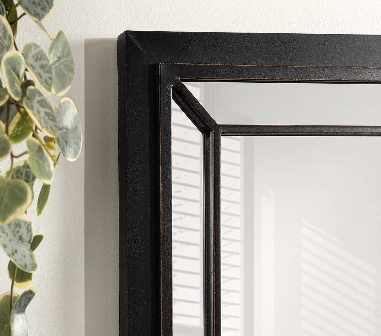 24" x 36" Audubon Rectangle Wall Mirror Black - Kate & Laurel: Modern Farmhouse Style, Iron Detail