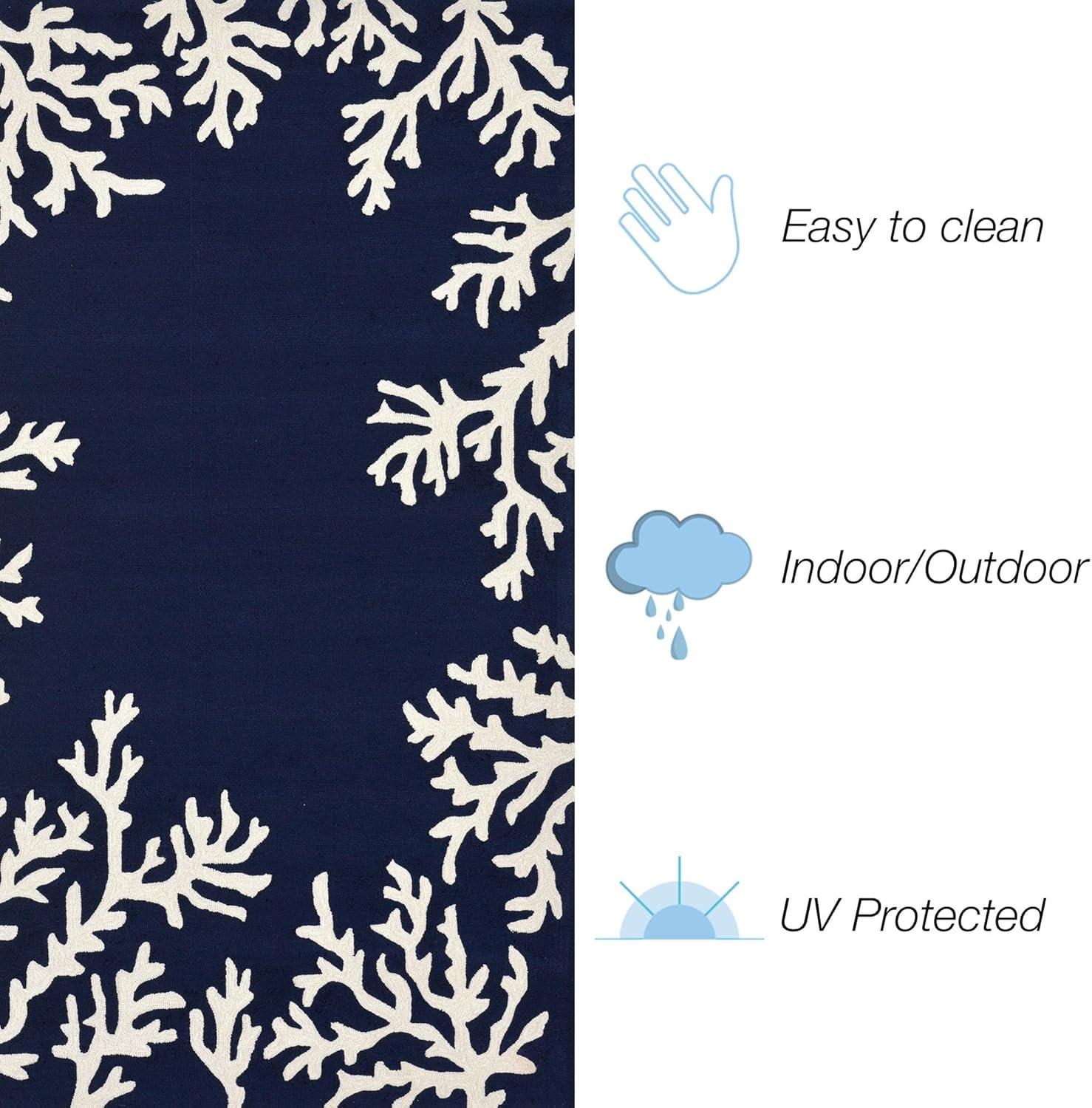 Liora Manne Capri Area Rug Navy Indoor Outdoor Weather Fade Resistant 6x9