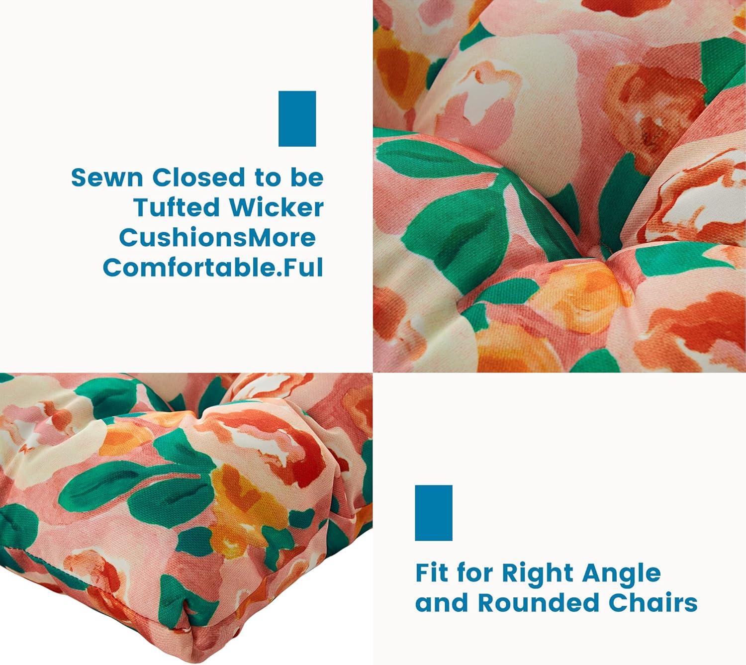 BLISSWALK Outdoor Chair Cushions,3 Piece Loveseat Outdoor Cushions Set,Tufted/Wicker Patio Cushion for Patio Furniture All Weather,44“x19 x5,Floral