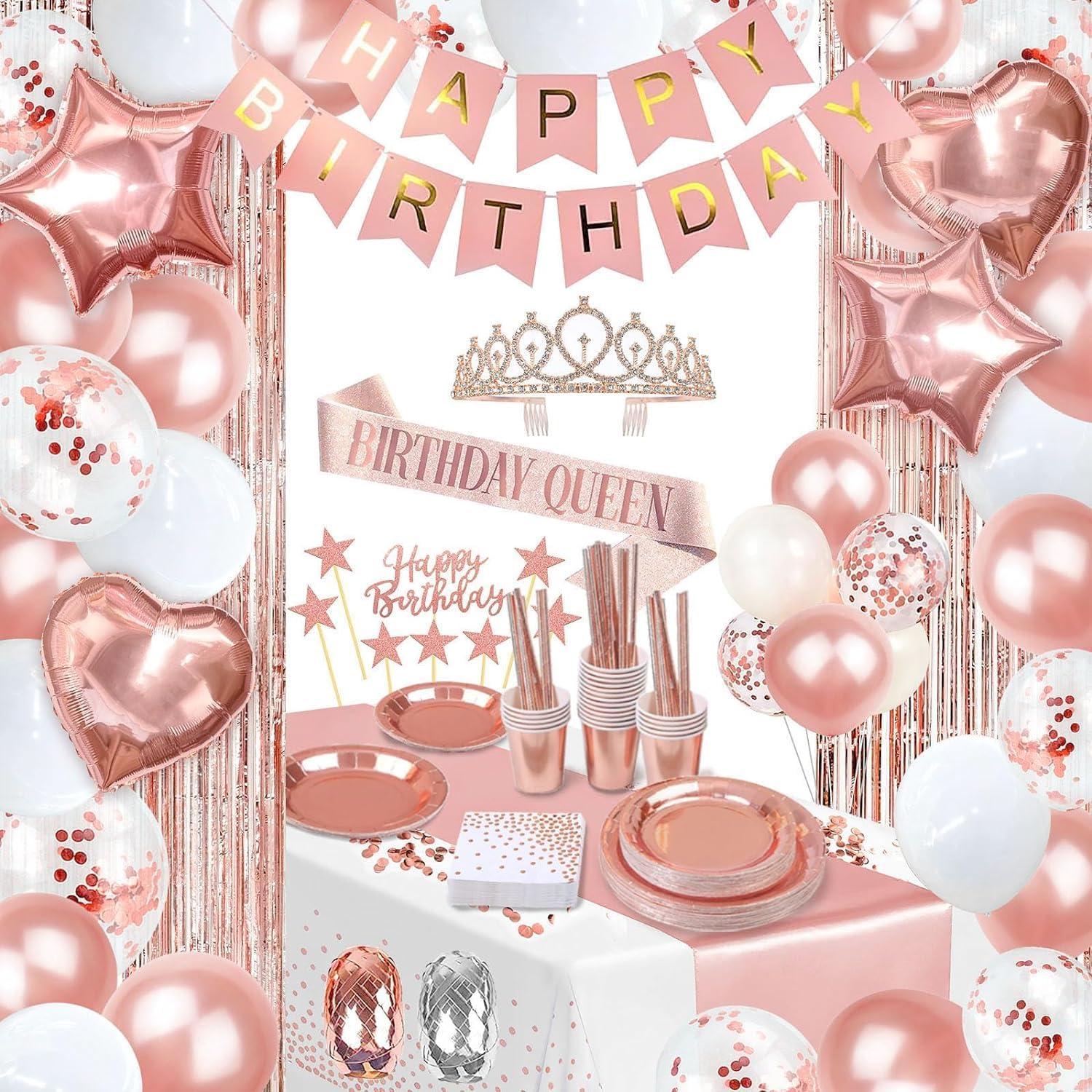 Rose Gold Birthday Party Decoration Kit for 25 Guests