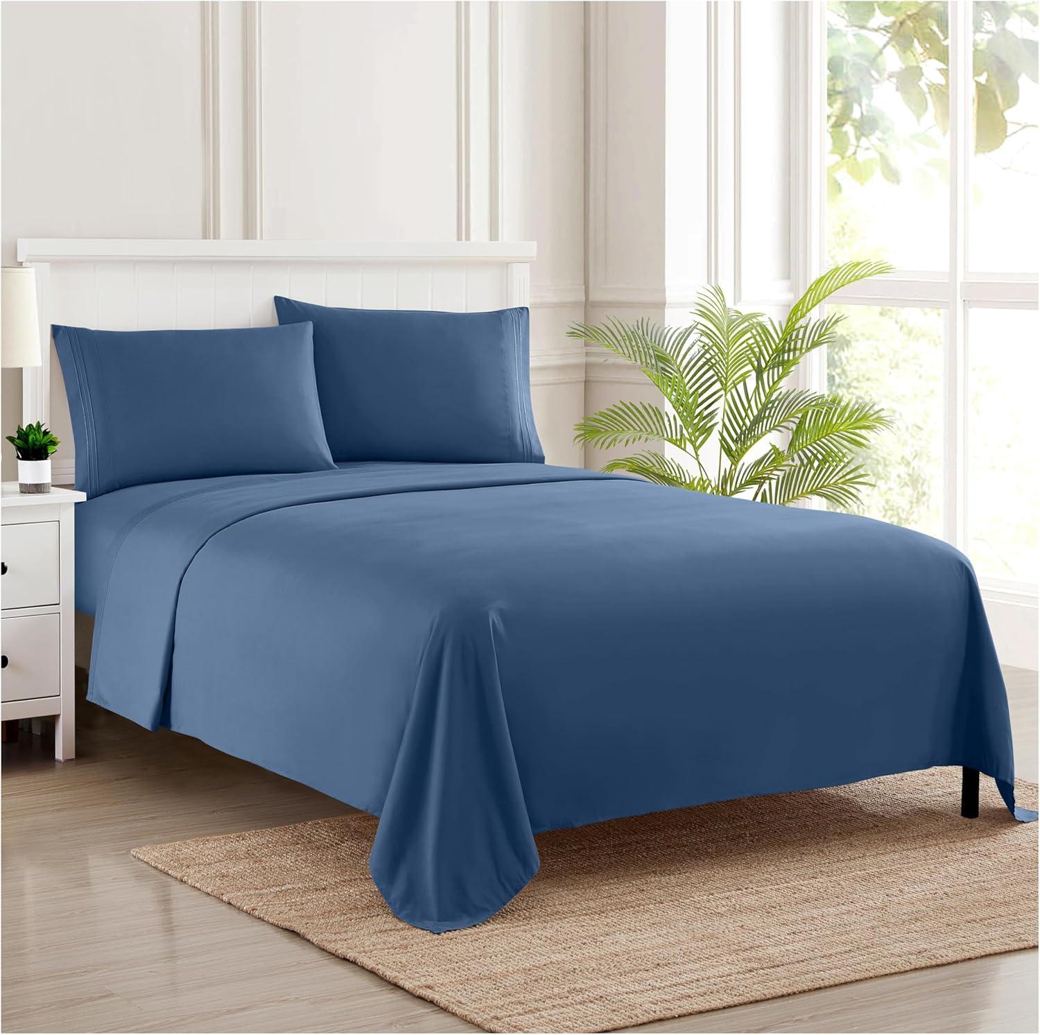 Full Size Denim Deep Pocket Microfiber Sheet Set