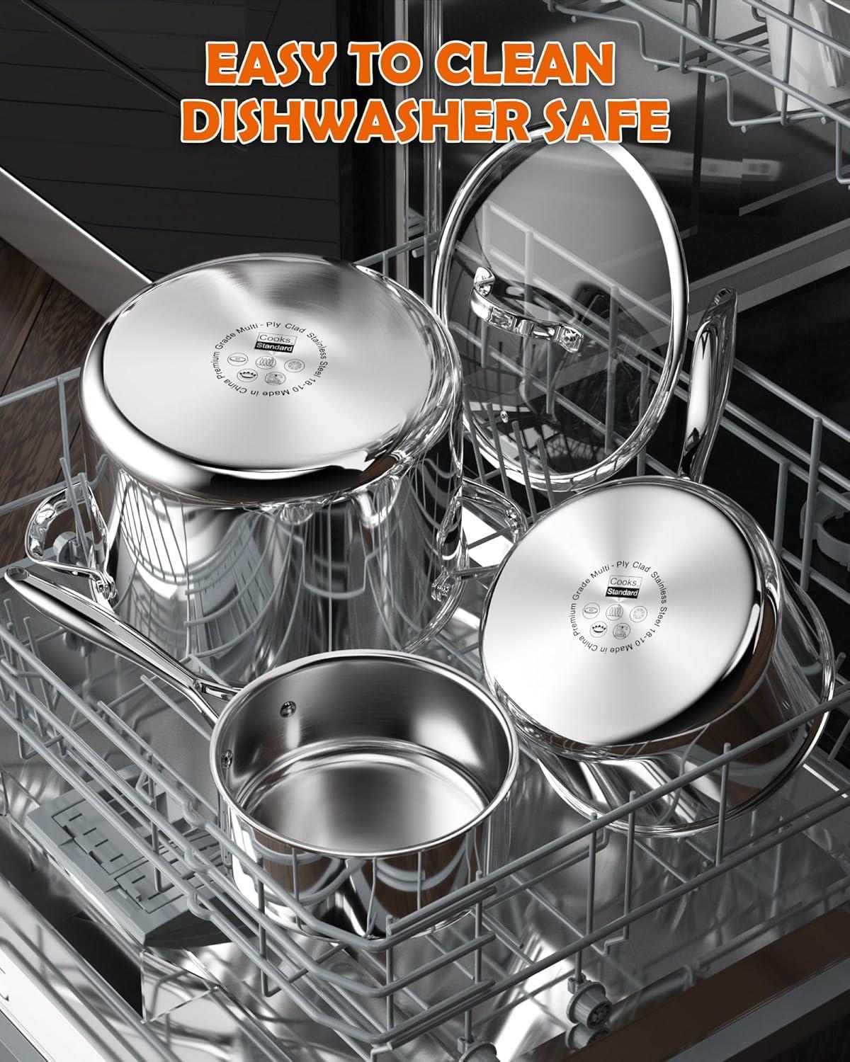 Cooks Standard Cooks Standard Stainless Steel Saucepan With Lid, Multi-ply Clad Sauce Pot 3 Quart, Silver