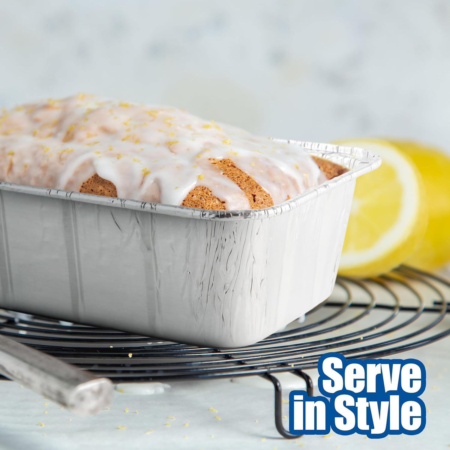 EHOMEA2Z Disposable Aluminum Loaf Pans 2lb for Baking, Serving and Storing - Heat Resistant Disposable Bread Loaf Pan Ideal for Hot/Cold Foods, Freezer & Oven Safe (10 Pack)
