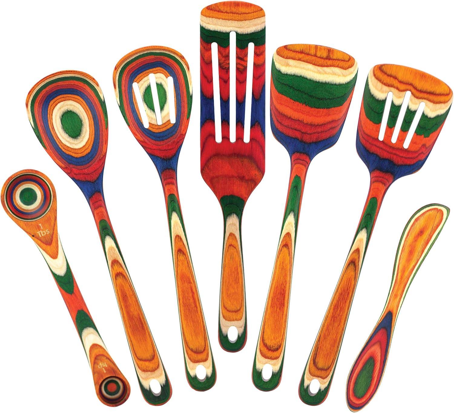 Baltique Marrakesh Collection 7 Piece Wooden Cooking Utensil Set, Safe for Nonstick