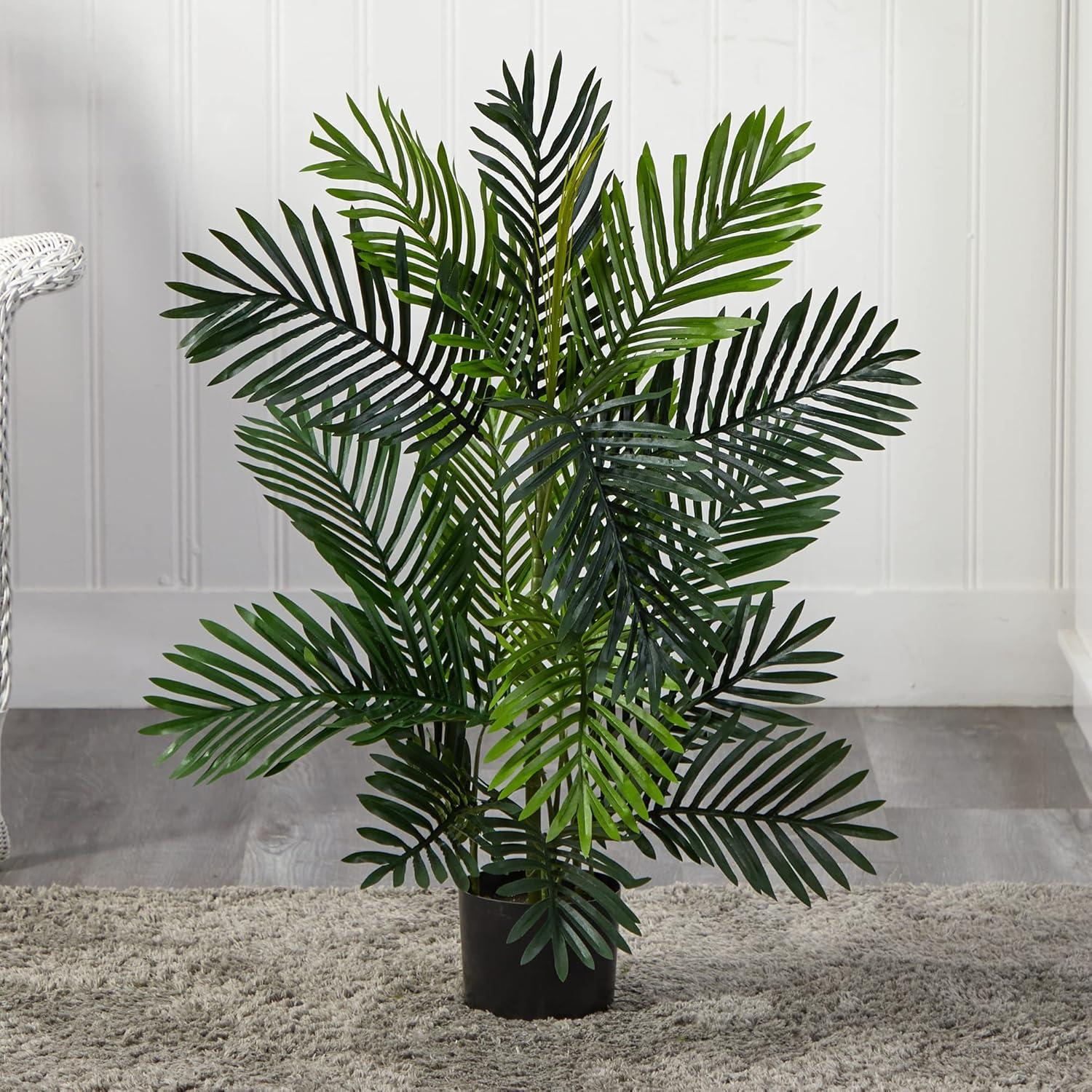 36" Artificial Paradise Palm Tree in Pot Black - Nearly Natural: Indoor Faux Palm, No Assembly Required