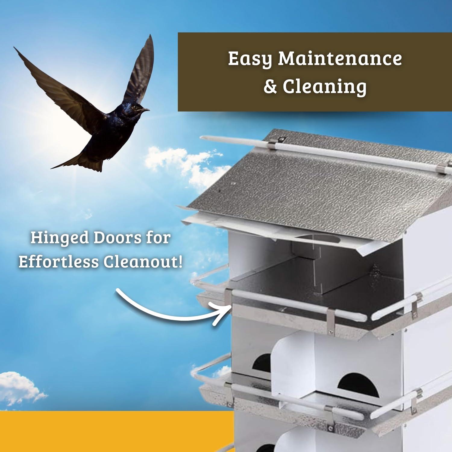 Birds Choice Birds Choice Medium 3-Level, 12-Room Purple Martin Bird House with Starling-Resistant Entrances, White/Grey