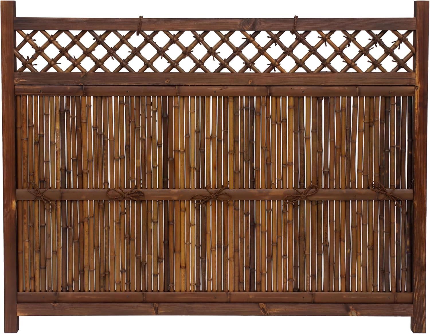 Red Lantern 4 ft. x 5 ft. Kogeta Zen Garden Bamboo Fence Panel