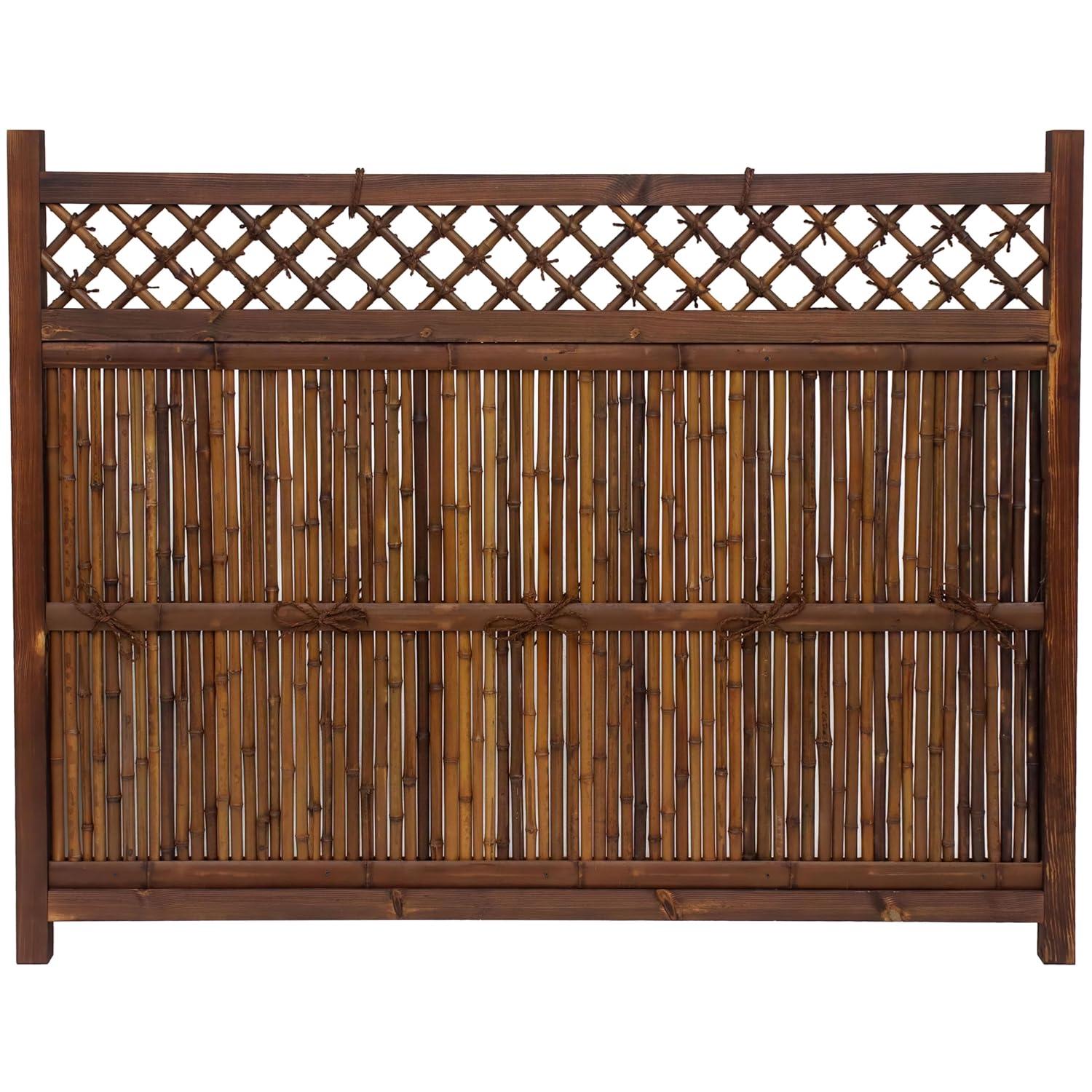 Red Lantern 4 ft. x 5 ft. Kogeta Zen Garden Bamboo Fence Panel