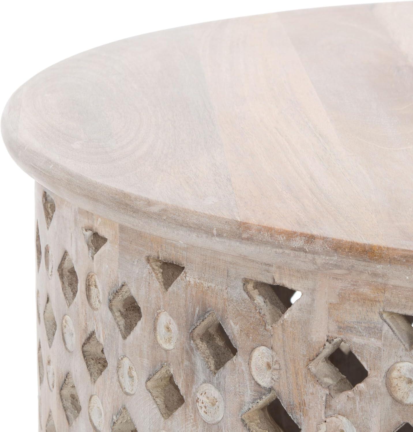 SAFAVIEH Kyrith Rustic Round Coffee Table, Burnt Natural