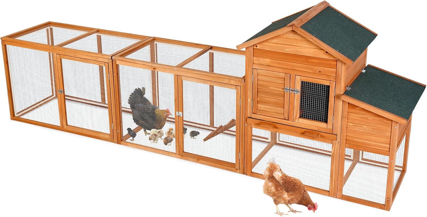 Outdoor Large Chicken Coop,Hen Run House Chicken Coops for 4-6 Chickens with Ventilation Door,Removable Tray and Ramp Garden