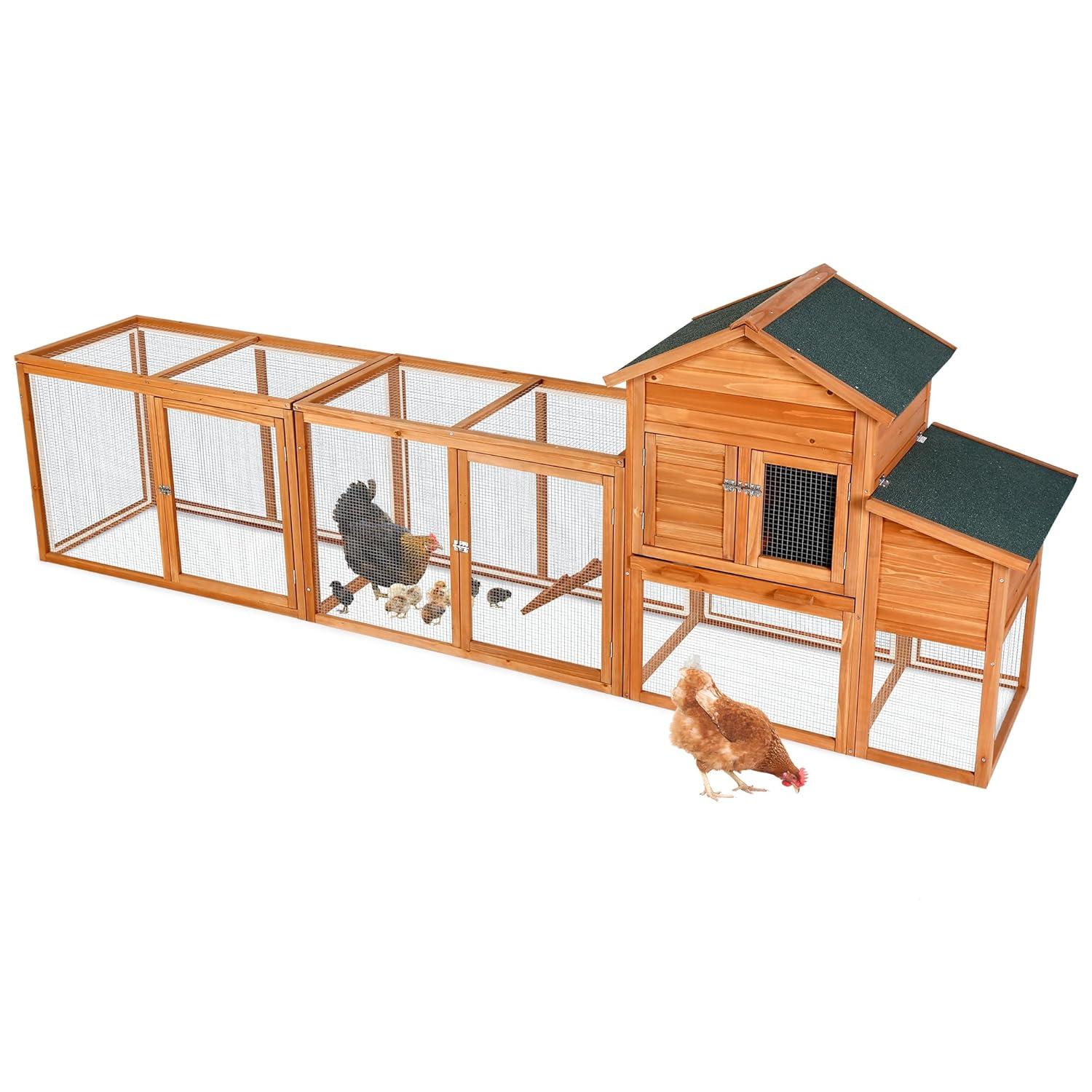 Outdoor Large Chicken Coop,Hen Run House Chicken Coops for 4-6 Chickens with Ventilation Door,Removable Tray and Ramp Garden