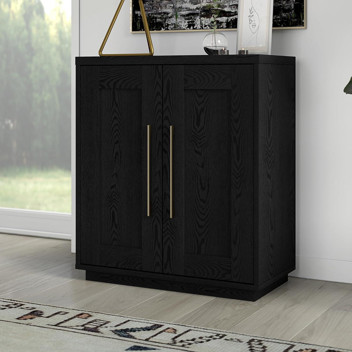 Evelyn&Zoe Tillman 28" Wide Rectangular Accent Cabinet, Black Grain