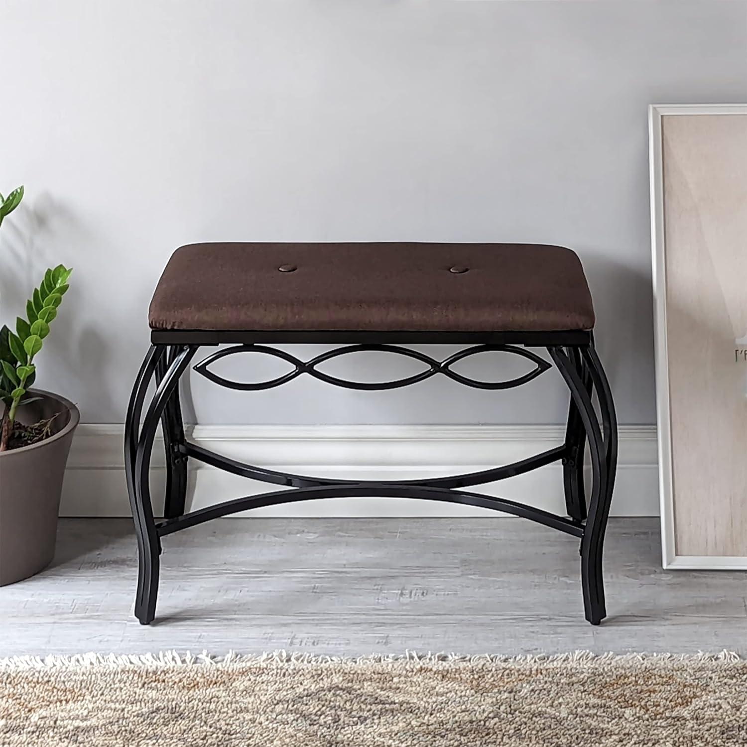 Mango Steam Mocha Brown Shoe Bench - Vanity Seat for Makeup Room, Dressing Stool, Entryway Bench