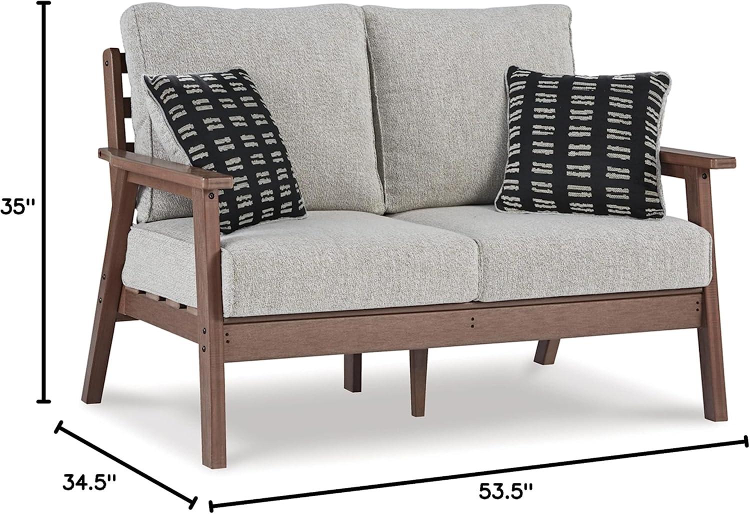 Gray Transitional Wood Frame Two-Seater Outdoor Loveseat