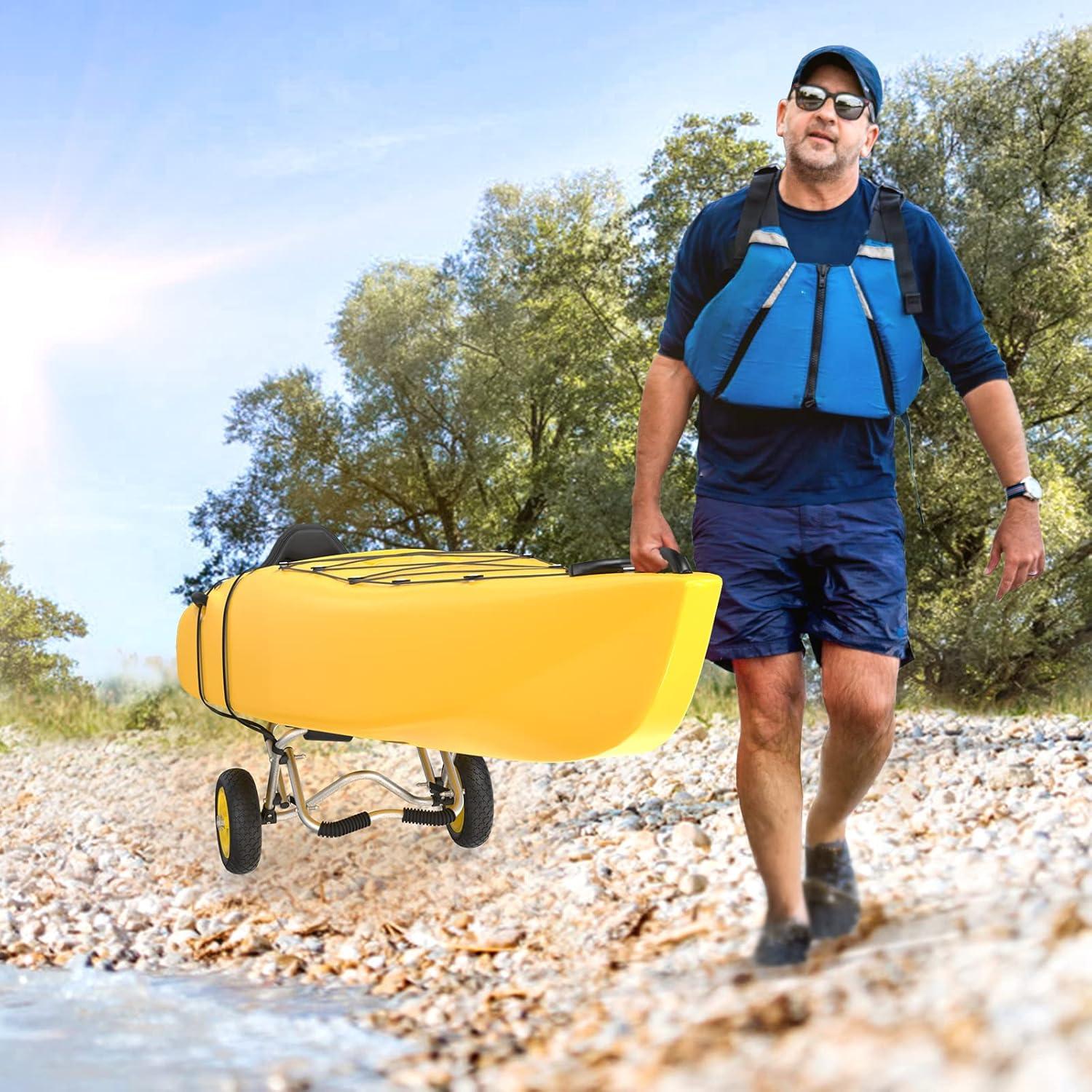 Bonnlo Kayak Car Foldable Aluminum Kayak Trailer with 10'' Solid Tires