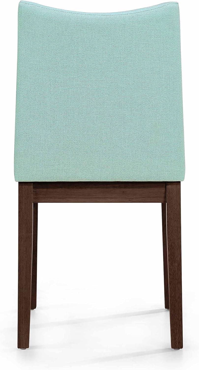 Mint Upholstered Mid-Century Modern Dining Chairs with Walnut Frame, Set of 2