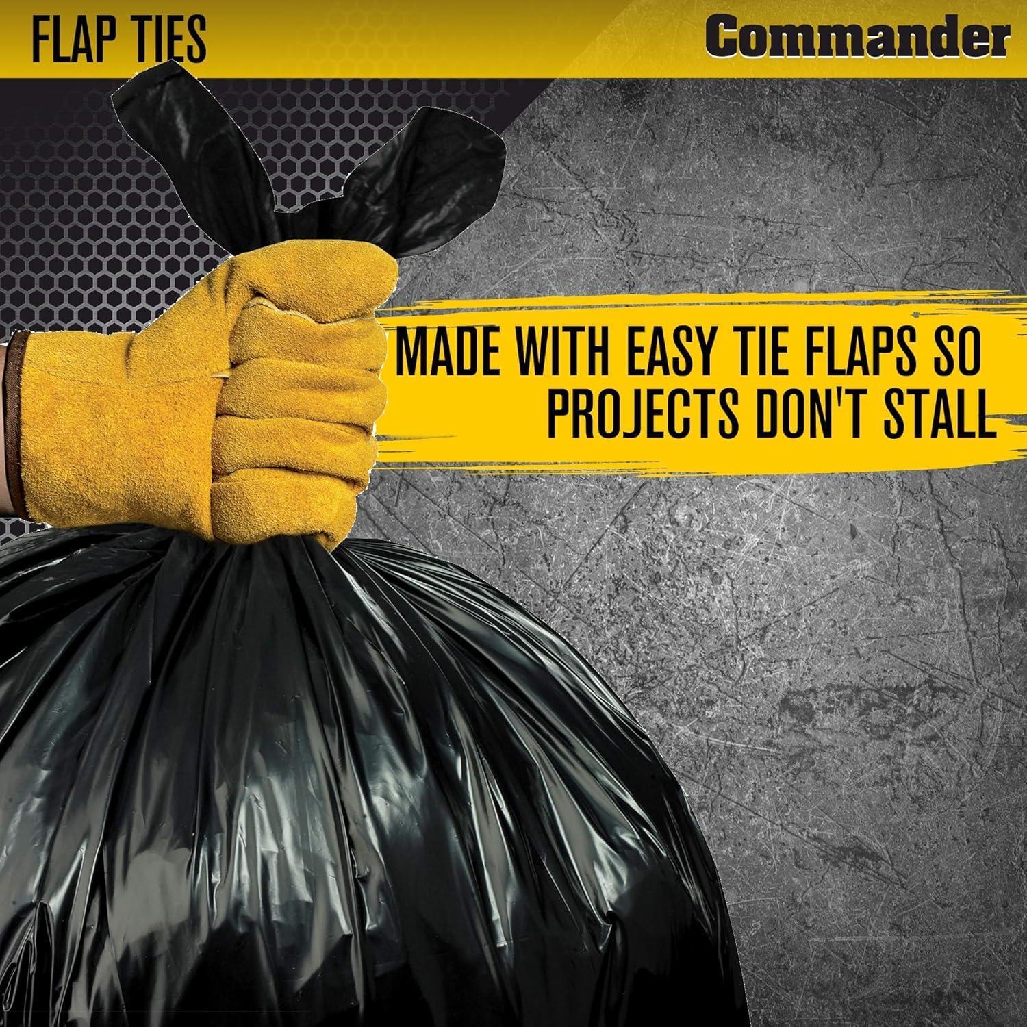 Commander 42 Gallon Black Heavy Duty Recycled Trash Bags with Drawstring