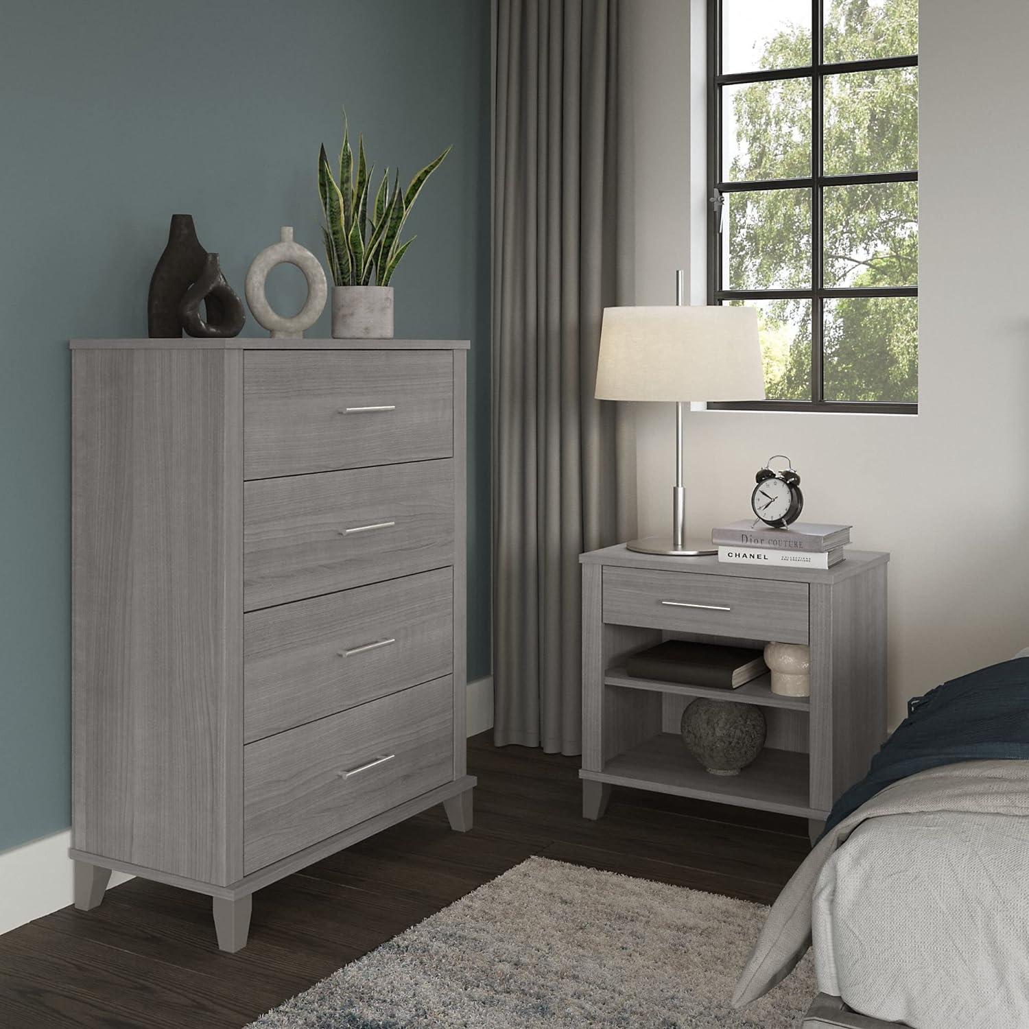Somerset Platinum Gray Bedroom Set with Open-Safe Drawers