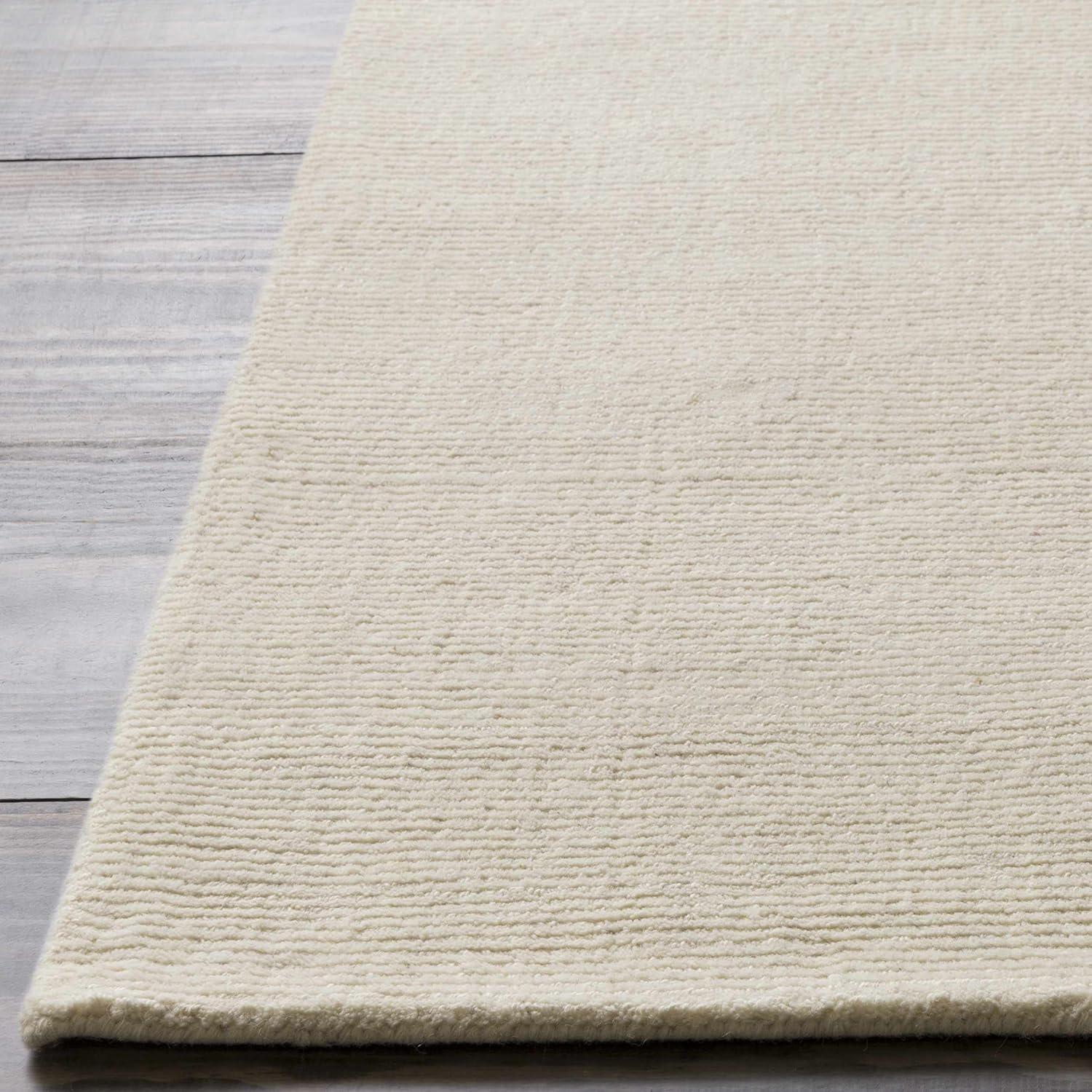 Hauteloom Brockton Solid Wool Modern Farmhouse X-Large Area Rug - Suitable for Living Room Bedroom -%100 Wool - Hand Loomed - Medium Pile - Beige, Cream - 9' x 13'