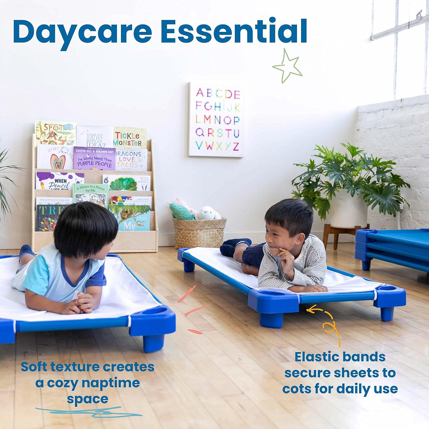 ECR4Kids ECR4Kids Cot Sheet, Toddler Size, Rest Time Accessories, White, 12-Pack (Set of 12)