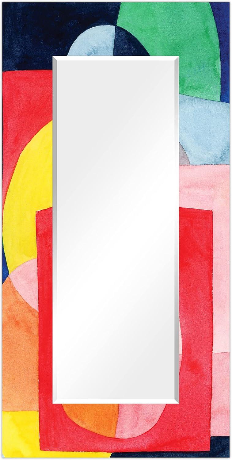 Colorful Abstract Rectangular Frameless Wall Mirror, 72" x 36"