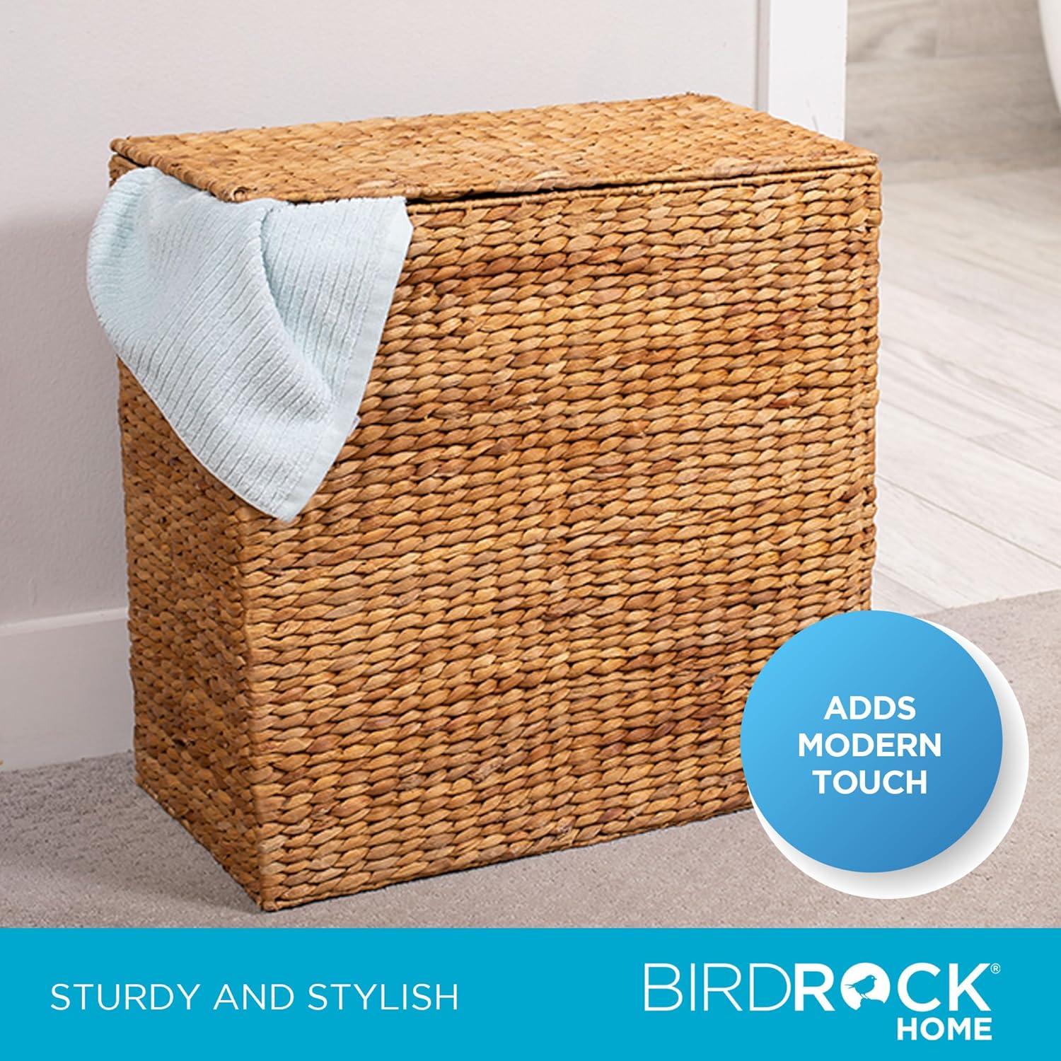 BirdRock Home Water Hyacinth Laundry Hamper Divided