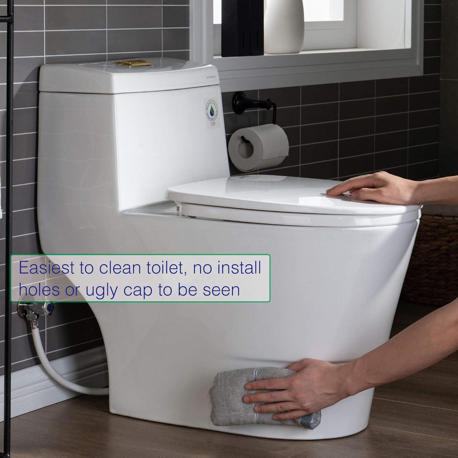 1.28 GPF Round Compact One Piece Dual-Flush Toilet with Soft-Closing Seat,MAP Flushing 1000G