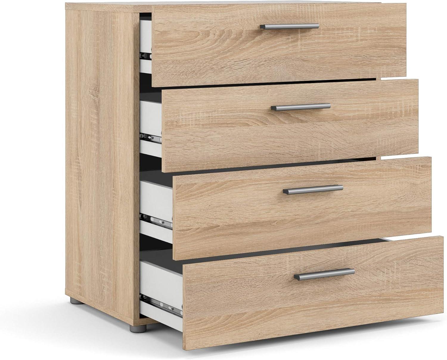 Austin Oak 4-Drawer Chest with Silver Handles