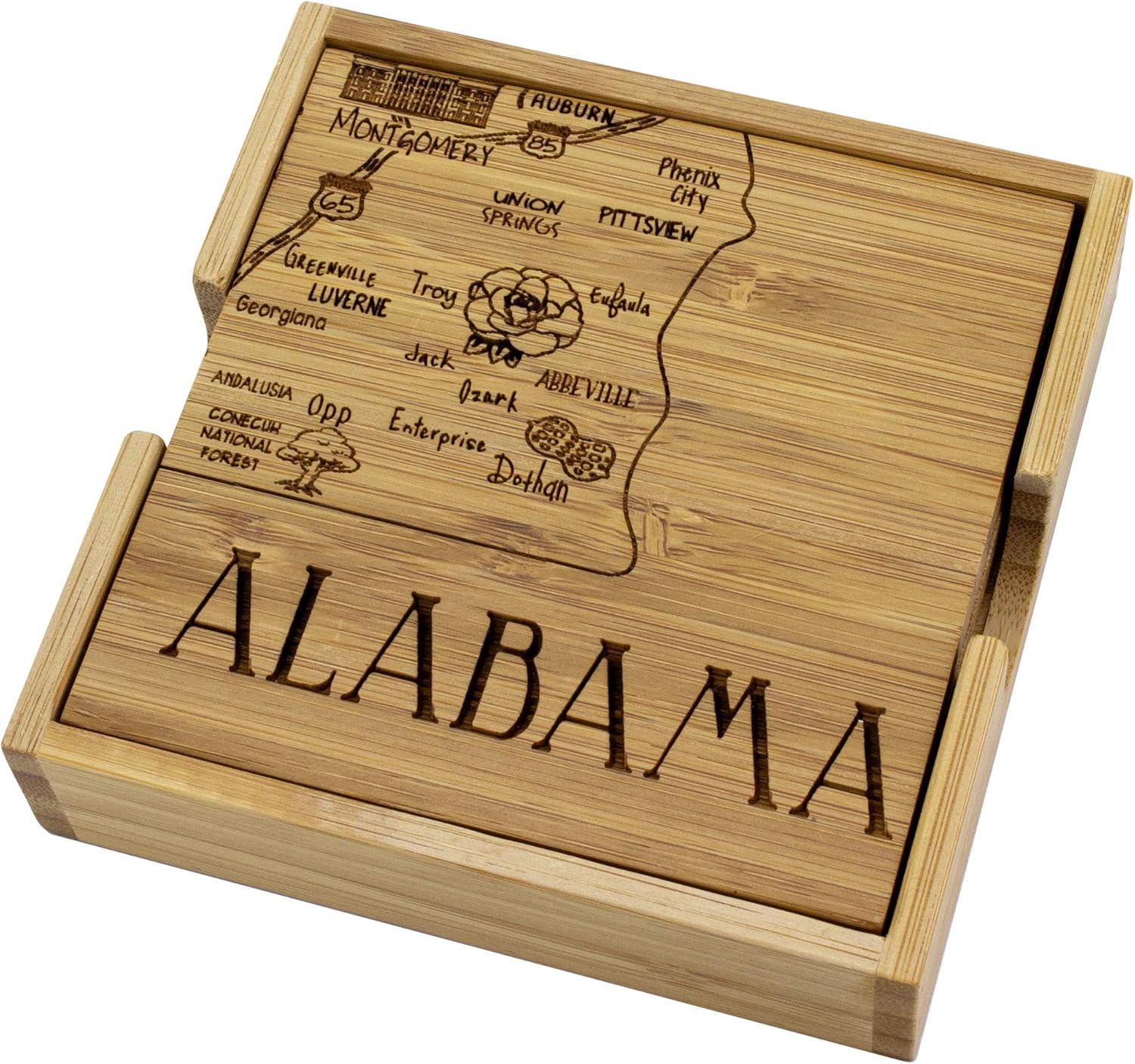 Georgia State Bamboo Puzzle Coaster Set with Case