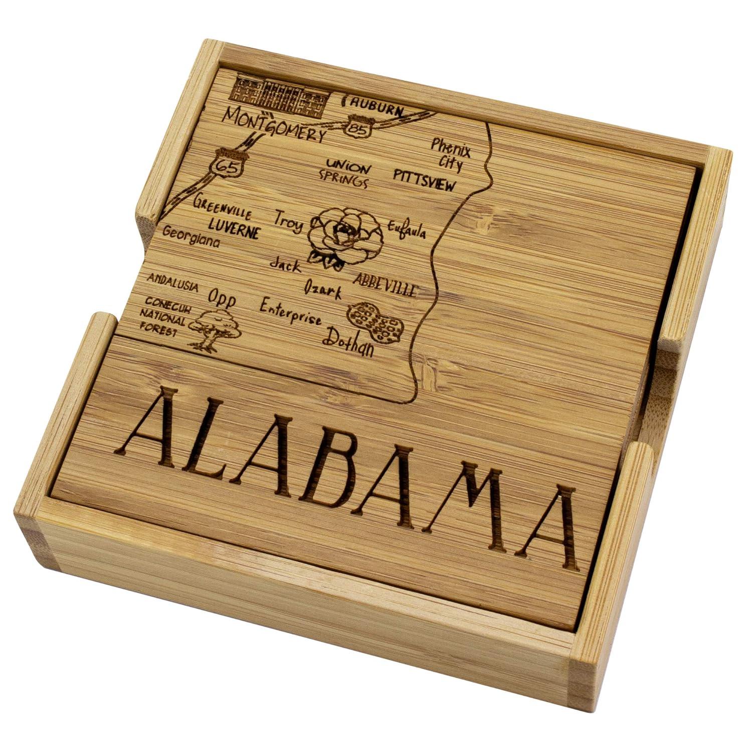 Georgia State Bamboo Puzzle Coaster Set with Case