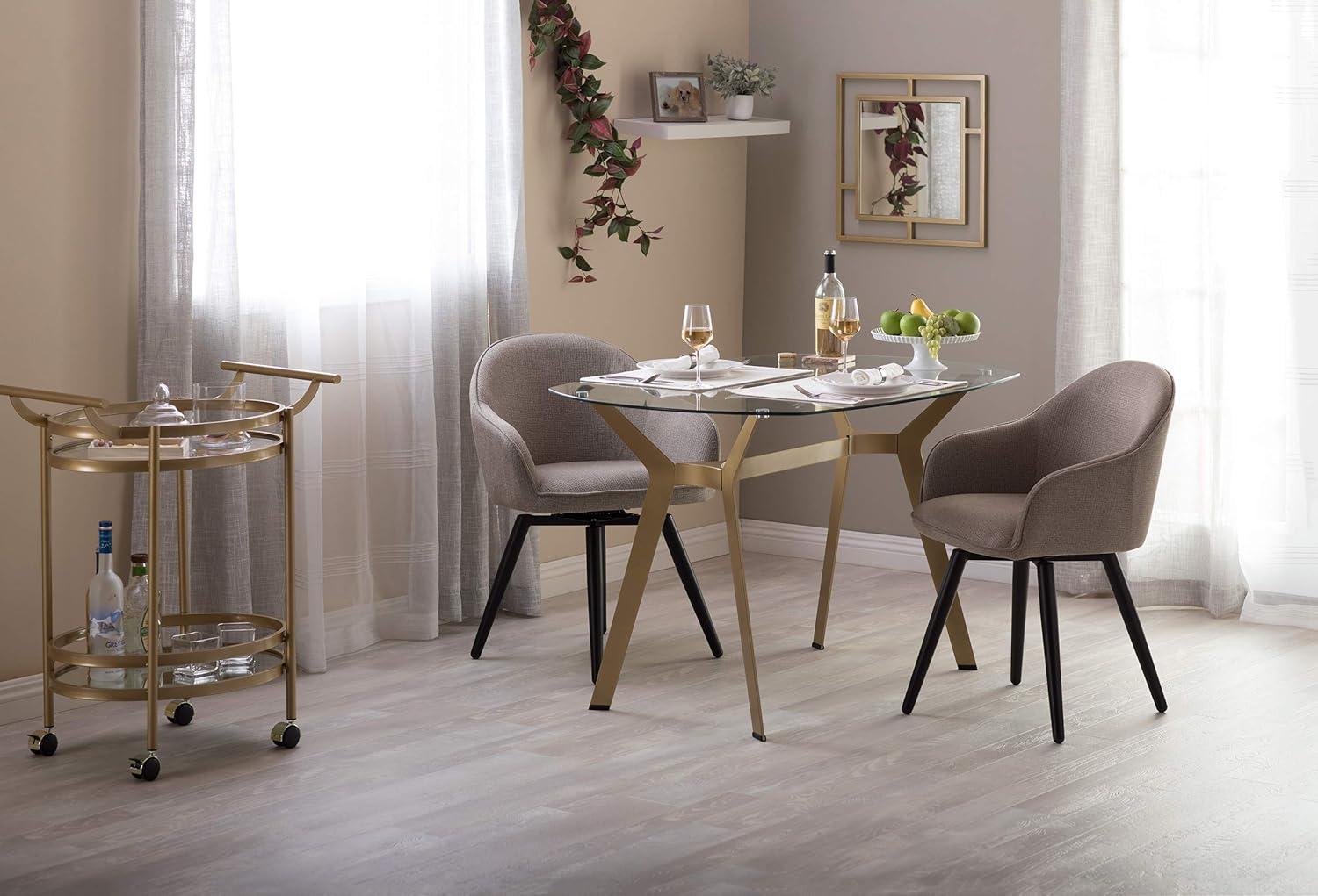Dome Swivel Armchair Tan - Studio Designs Home: Metal Frame, Polyester Upholstery, Office Use
