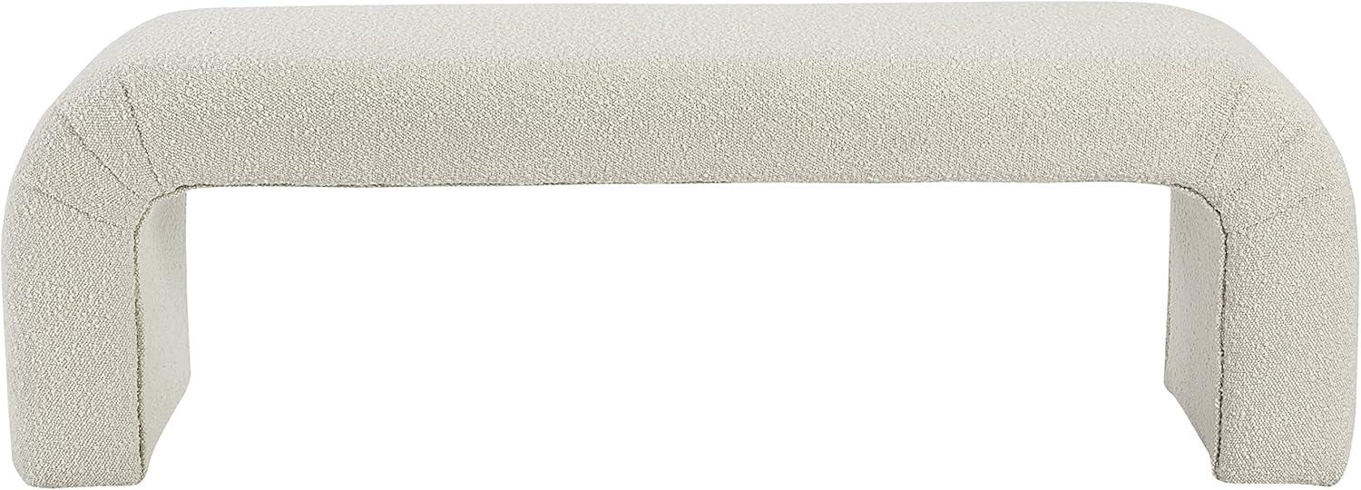 Meridian Furniture Niagara Cream Boucle Fabric Bench