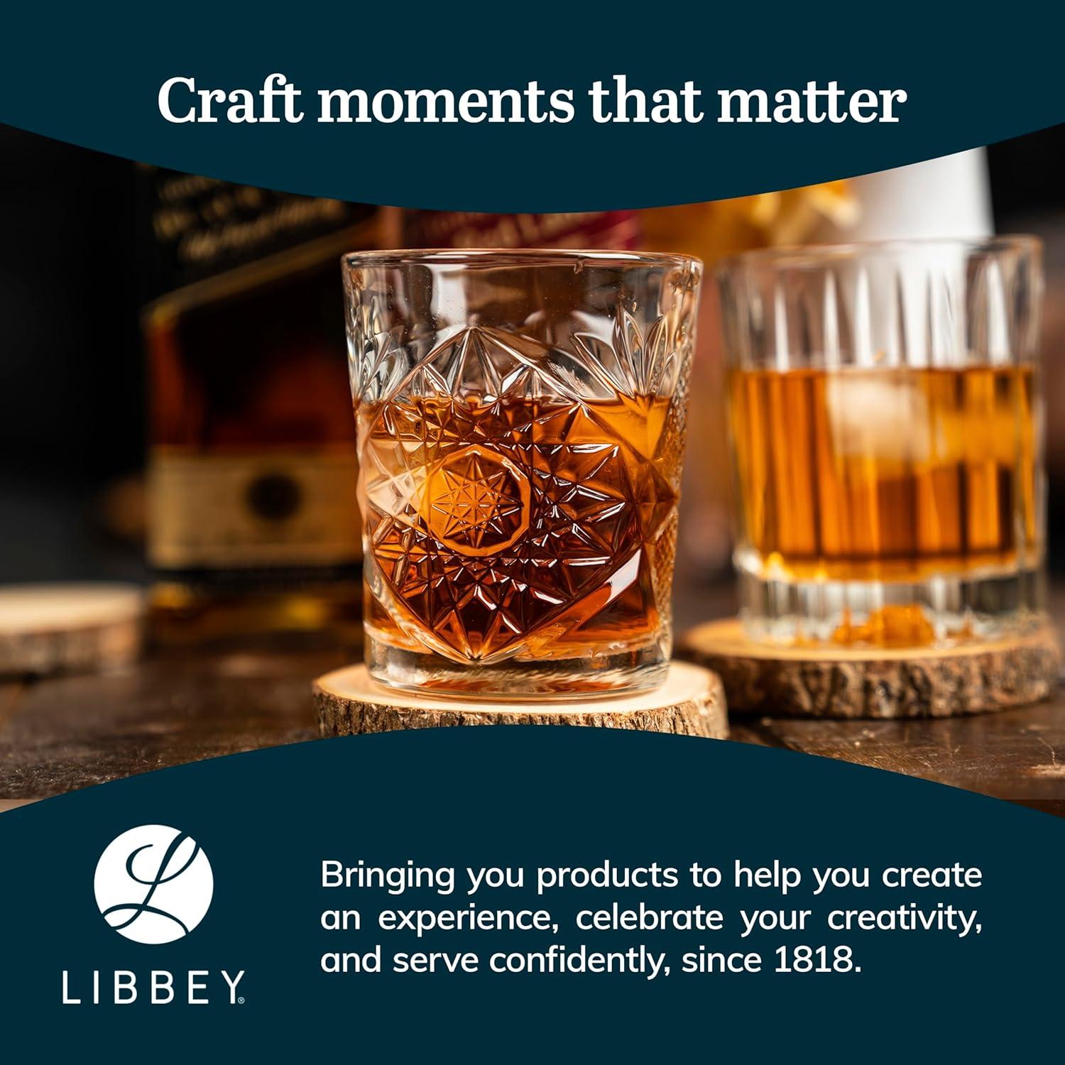 Libbey Classic Libbey Cocktail Hobstar Double Old Fashioned Glasses, 12 oz. (Set of 4)