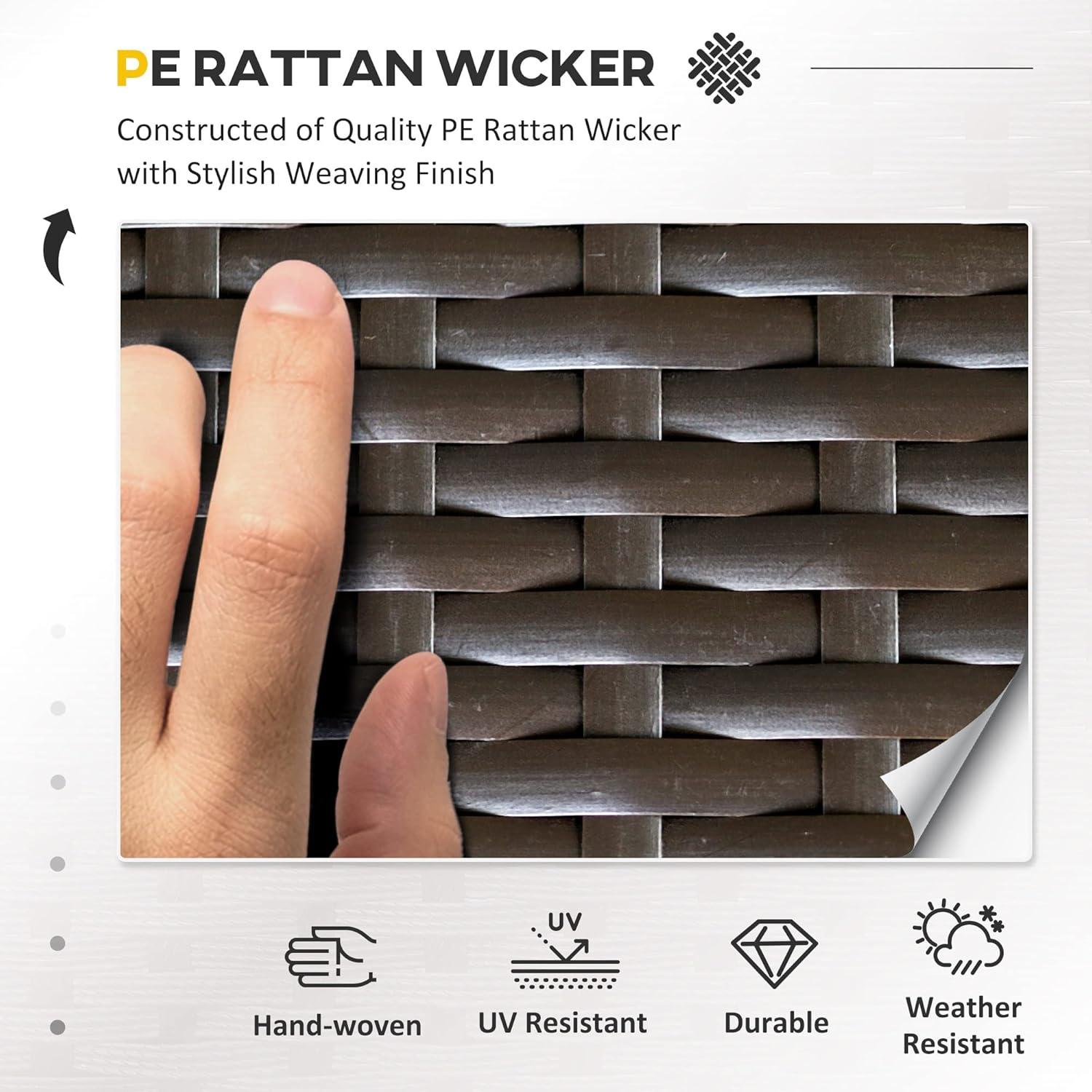 Outsunny 7 Piece Outdoor Patio Furniture Set, PE Rattan Wicker Sectional Sofa Set with Couch Cushions, Pillows, Coffee Table, Cream White