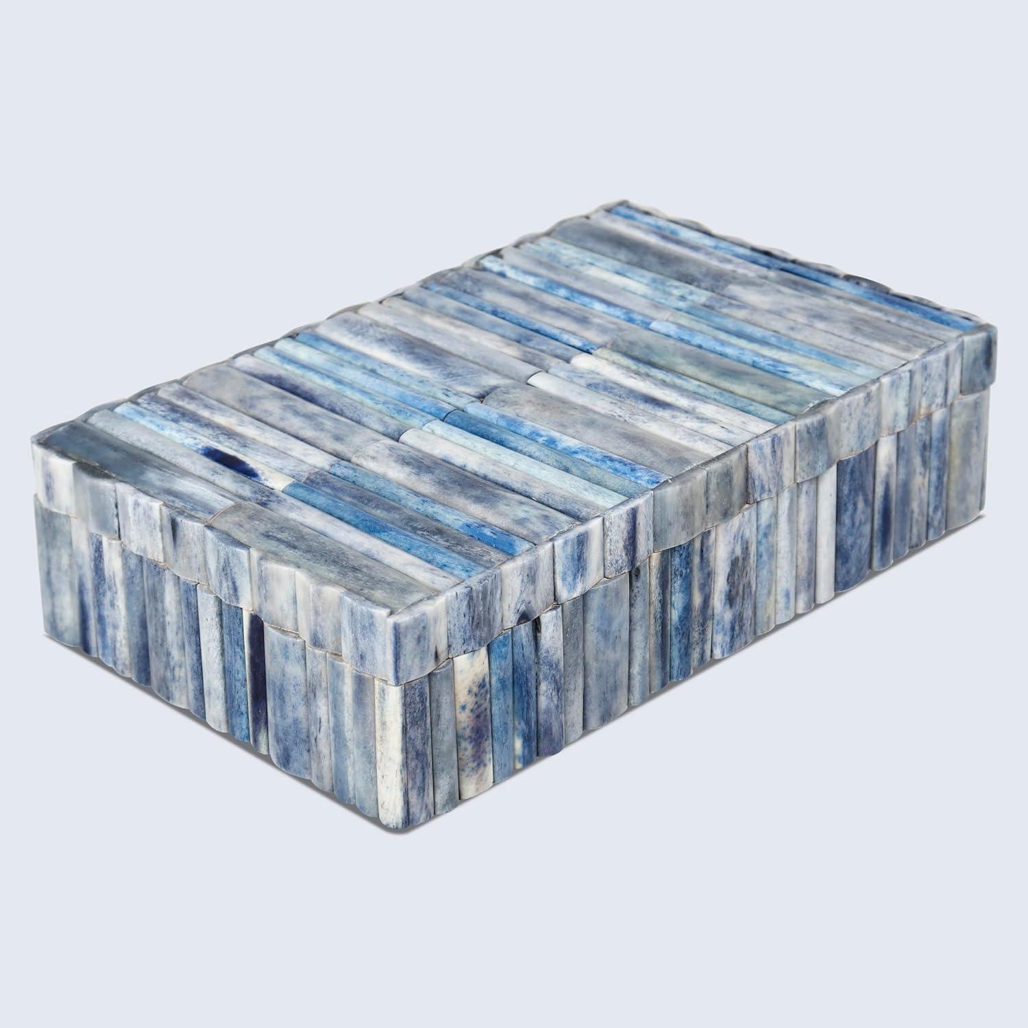 Handicrafts Home Decorative Box - Handmade Jewelry Organizer Box with Lid - Keepsake Box for Home Decor, Jewelry, Accessories, Collectibles - Modern Wooden Storage Box - Ocean, 8X6X1.5 inch