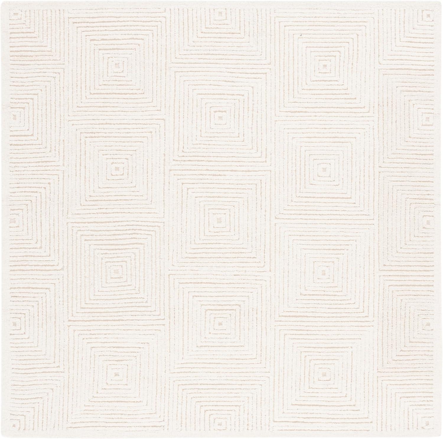 SAFAVIEH Textural Vince Geometric Area Rug, Ivory, 8' x 8' Square
