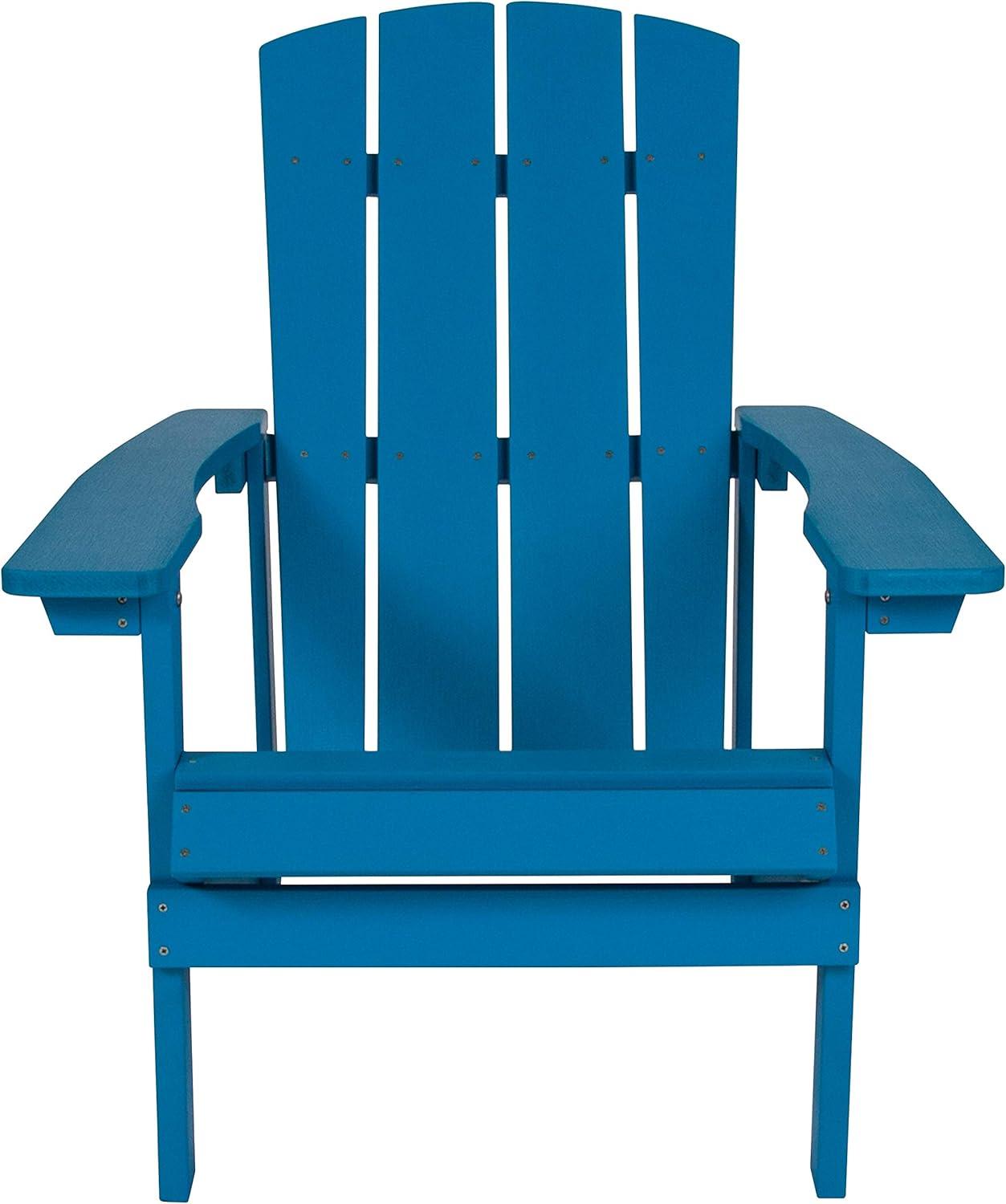 Flash Furniture Set of 2 Charlestown All-Weather Poly Resin Wood Adirondack Chairs in Blue