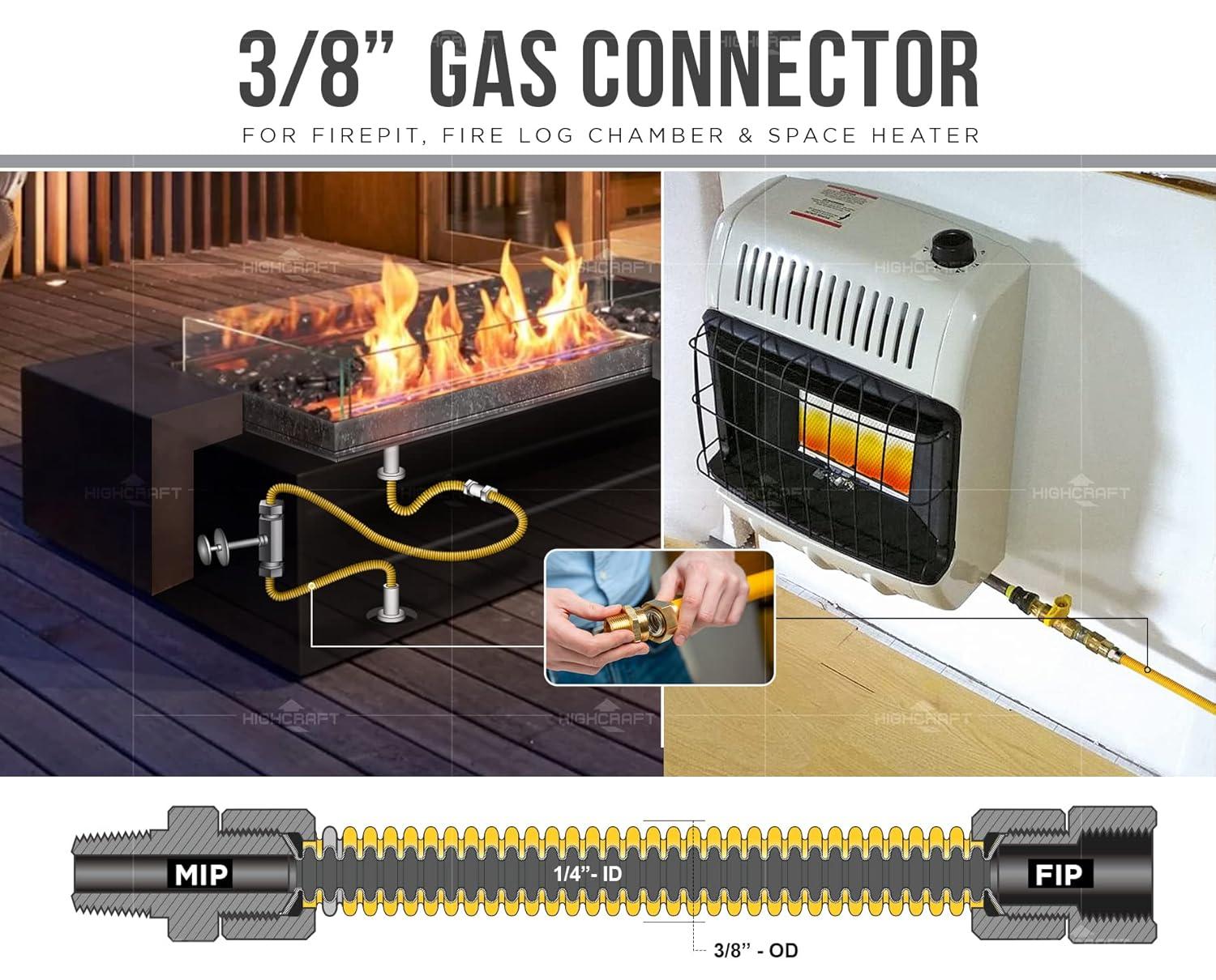 60 Inch Yellow Coated Stainless Steel Flexible Gas Hose Connector