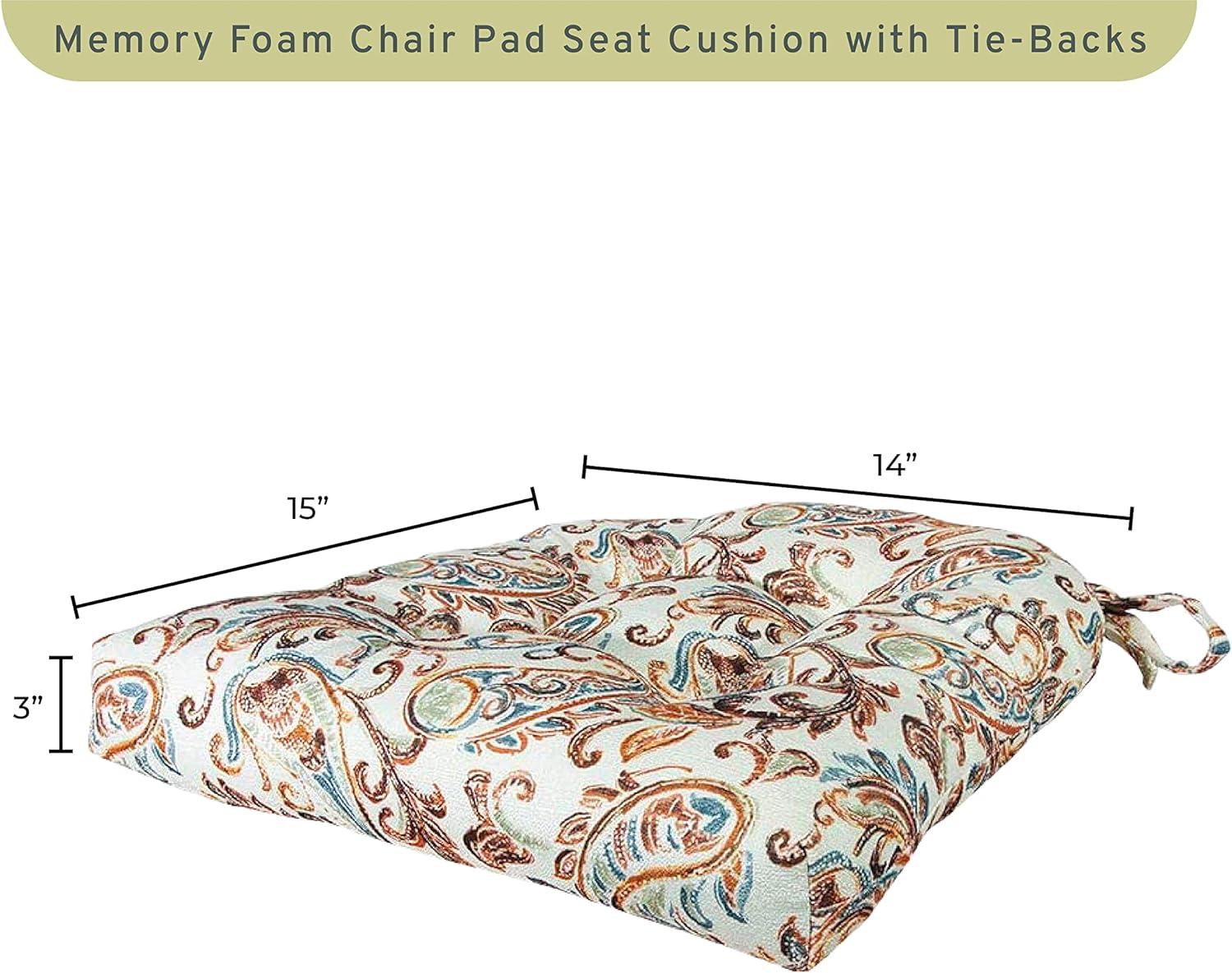 Paisley Soft Memory Foam Kitchen Chair Cushions, Set of 2