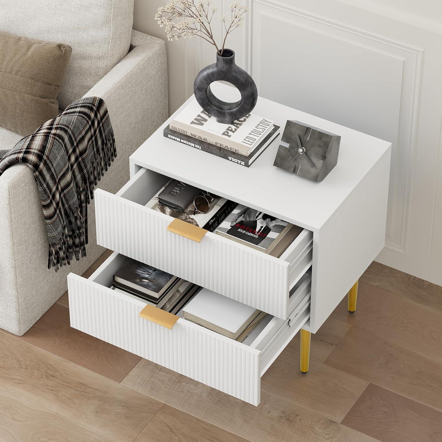 Mercer41 Rishaw Fluted Nightstand With 2 Drawers (Set of 2)