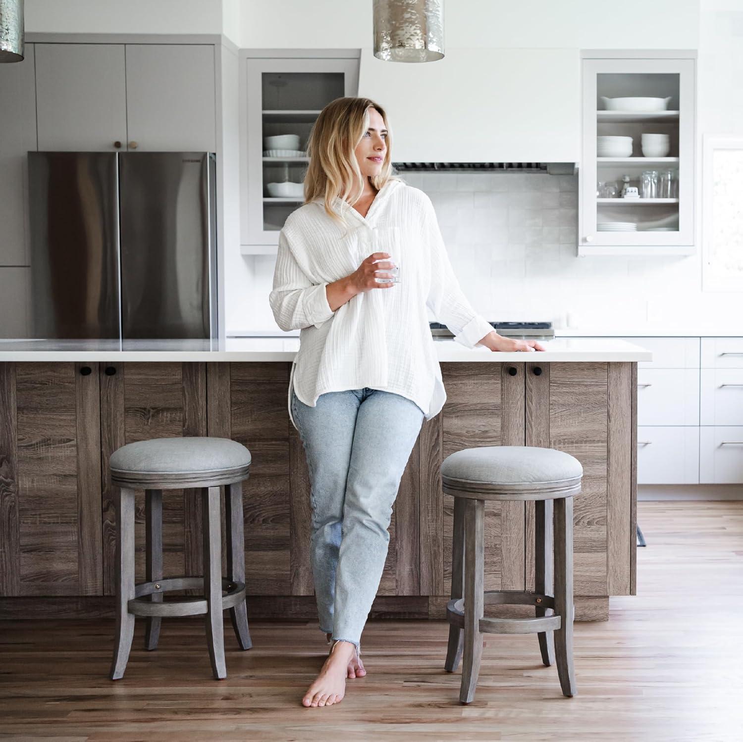 Maven Lane Maven Lane Eva Stool with Fabric Upholstery