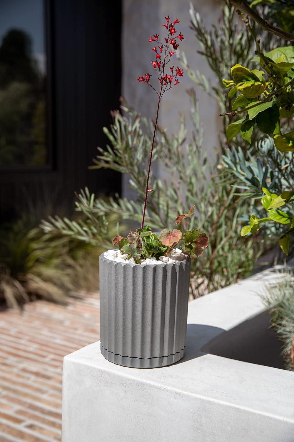 Veradek Mason Series Demi 6" Plastic-Stone Planter 2-Pack Gray