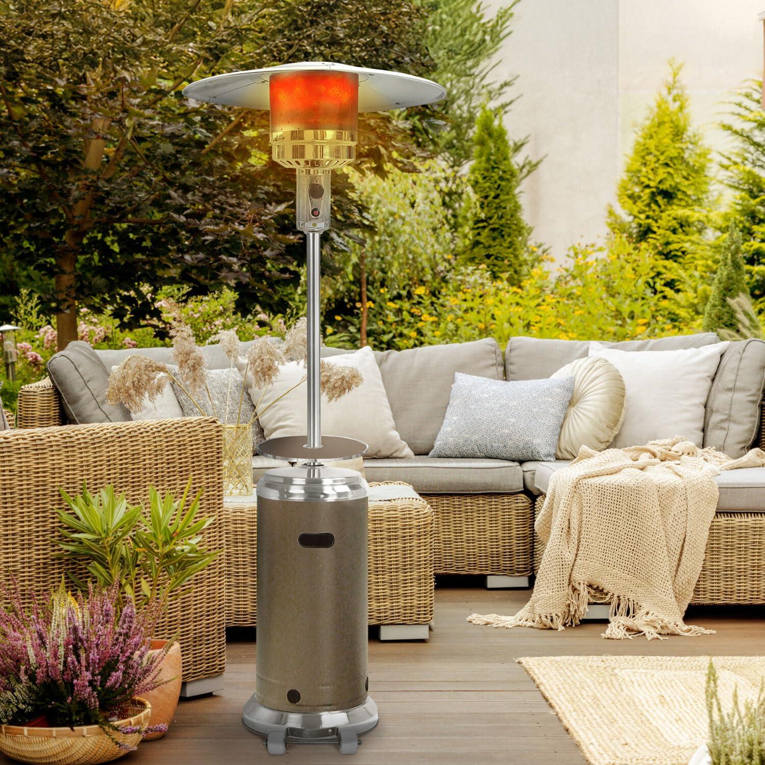 Hanover 7-Ft. 48,000 BTU Steel Propane Patio Heater in Bronze, Umbrella Style Gas Outdoor Heater for Deck or Patio, H001BR