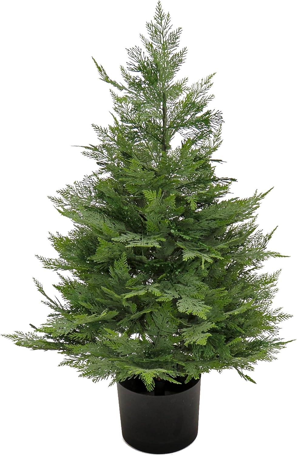 3-Foot Green Artificial Cypress Tree in Black Plastic Pot