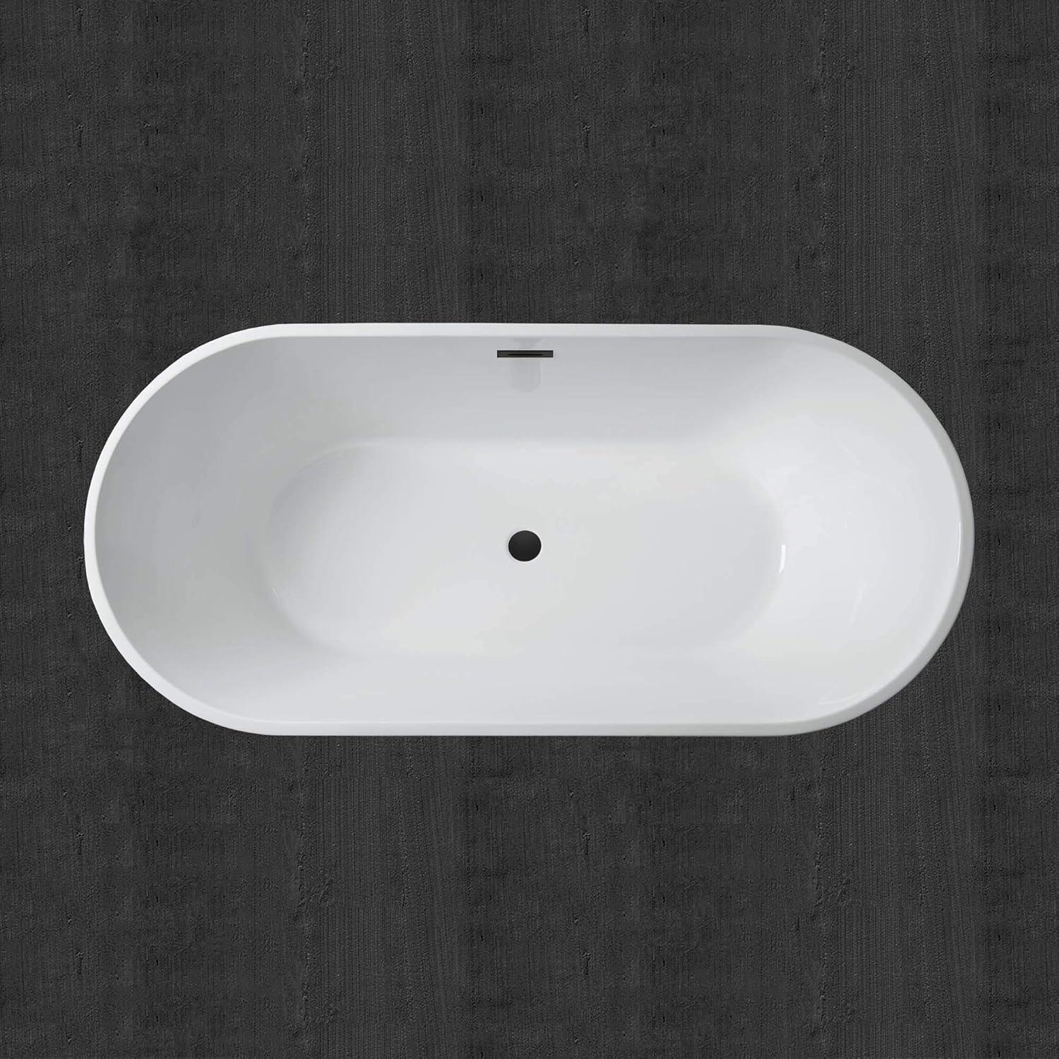 59" Matte Black Acrylic Freestanding Oval Bathtub