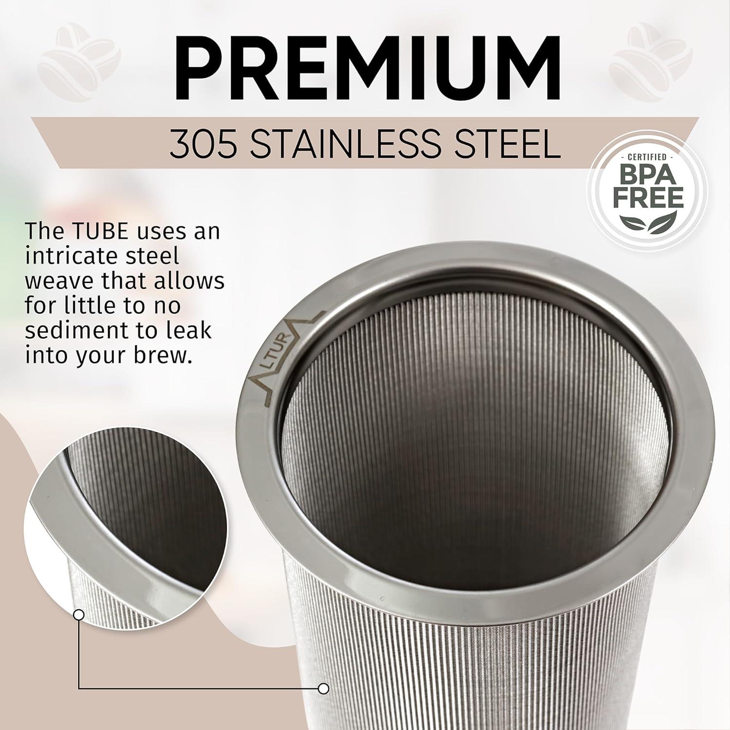 Cold Brew Coffee Maker for Wide Mouth Mason Jar - Stainless Steel Iced Coffee Cold Brew Filter & Infuser Maker for Tea & Fruit Water -Versatile Mason Jar Coffee Brewer & Tea Strainer Kit (64oz/2qt)