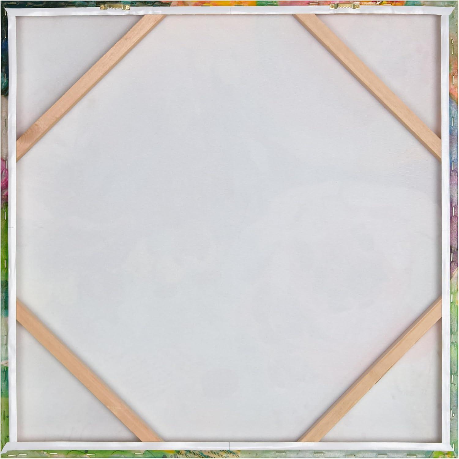 "Floral Radiance I" Crystallus Epoxy Coated Wrapped Glossy Canvas Wall Art with Heavy Acrylic Crystal Shards Embellishments,